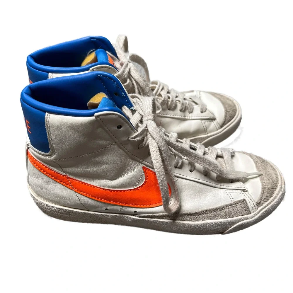 Nike Blazer Mid 77 Vintage Sail White Orange Leather High Top Sneakers Women 8.5